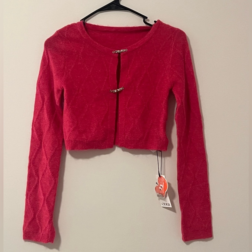 90s y2k style pink Cropped sweater